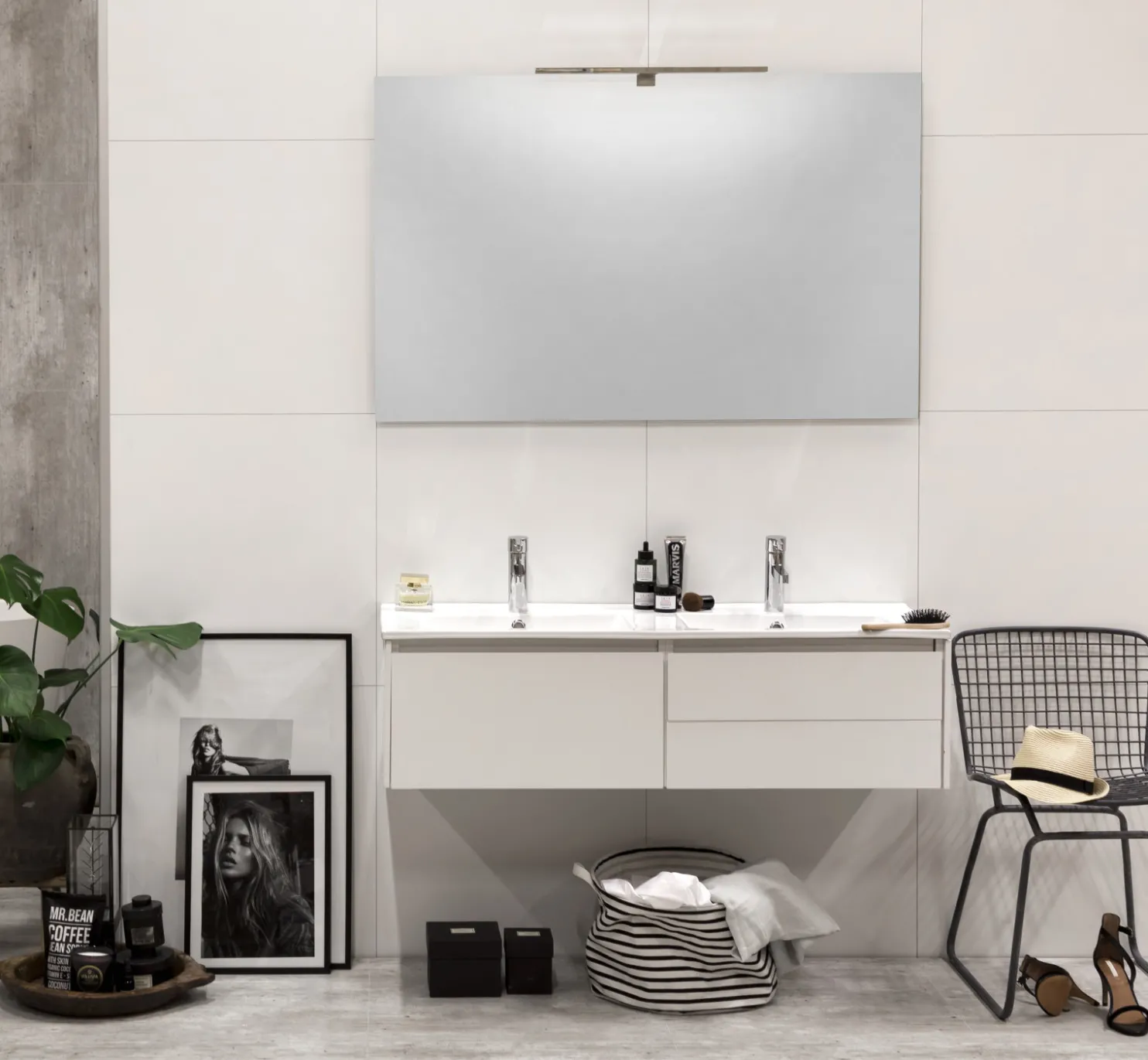 Kylpyhuonekaluste Noro Lifestyle Concept 1200duo pesualtaalla ja laatikostoilla matala