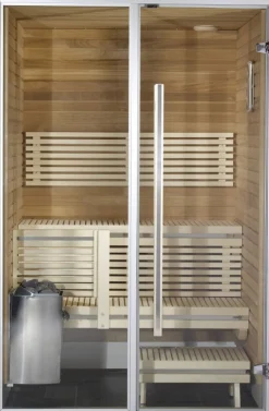 Kylpyhuonesauna Harvia Sirius Formula 1400x1240mm eri materiaaleja lämpökäsitelty panelointi