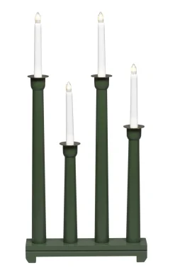 Kynttelikkö Konstsmide, 4-osainen, puu, E10, messinkirenkaat, 59 cm, eri värejä