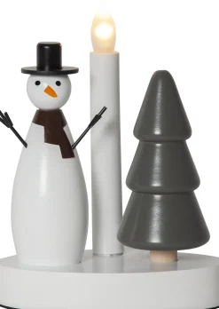 Kynttelikkö Star Trading Christmas Joy Snowman, 16x10x21cm, valkoinen