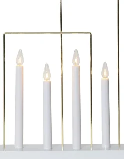 Kynttelikkö Star Trading Glossy Frame 4-osainen 360x285x80mm valkoinen/messinki