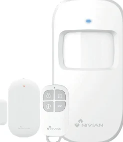 Langaton anturisetti Celotron Nivian Smart kotiautomaatio- ja hälytysjärjestelmiin, ovitunnistin + liikeilmaisin + kauko-ohjain