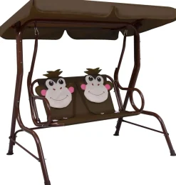 Lasten keinupenkki ruskea 115x75x110 cm kangas