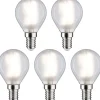 LED-filamenttilamppu Paulmann Drop, E14, 470lm, 4,8W, 4000K, matta, 5kpl