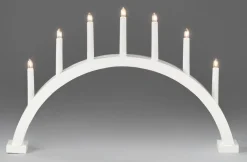 LED-kaarikynttelikkö Konstsmide, 38.5x59cm, 7-osainen, valkoiseksi maalattua puuta