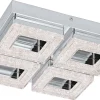 LED-katto-/seinävalaisin Eglo Fradelo 280x280mm 4-osainen kromi kristalli 95657