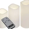 LED-kynttilä + kaukosäädin Star Trading Paul 7,5x7,5x18 cm 3 kpl valkoinen