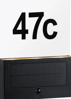 LED-numerovalaisin aurinkokennolla Paulmann Neda, IP44, 2200K, liiketunnistin, antrasiitti