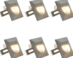 LED-seinävalaisimet ulkokäyttöön, 6 kpl, 5 W, hopea, neliö