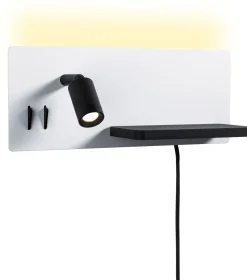 LED-seinävalaisin Paulmann Serra Right, USB C, 2700K, himmennettävä, mattavalkoinen/mattamusta