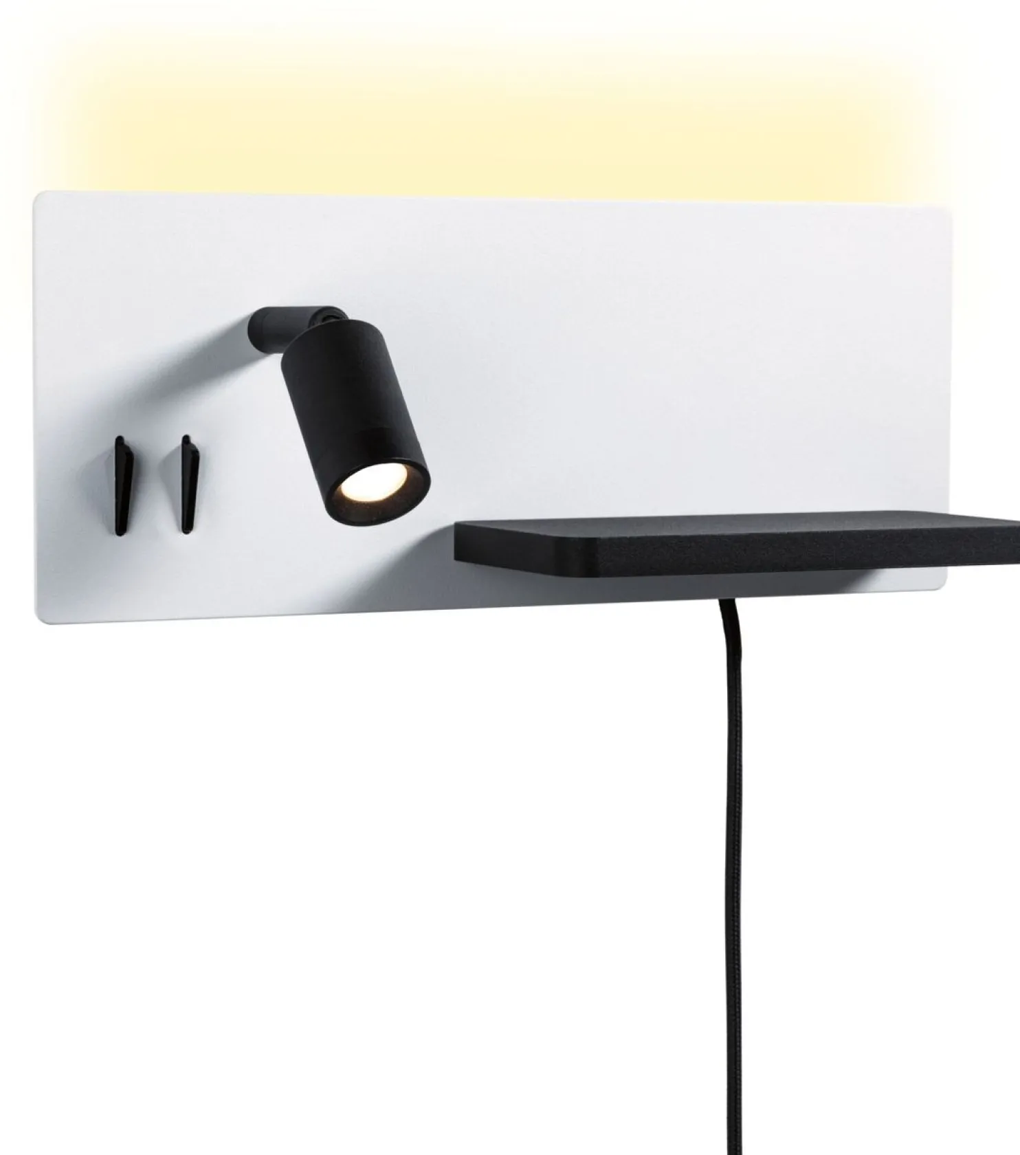 LED-seinävalaisin Paulmann Serra Right, USB C, 2700K, himmennettävä, mattavalkoinen/mattamusta