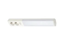 LED-työpistevalaisin Airam Handy 450, 5W/830/840, 450x74mm, 2-osainen pistorasia+kytkin, IP21, valkoinen/opaali