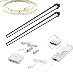 LED-valaisinsetti kaappiin Limente ovitunnistin virtalähde 4m IP20 24V, eri vaihtoehtoja