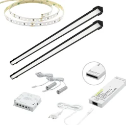 LED-valaisinsetti kaappiin Limente ovitunnistin virtalähde 4m IP20 24V, eri vaihtoehtoja