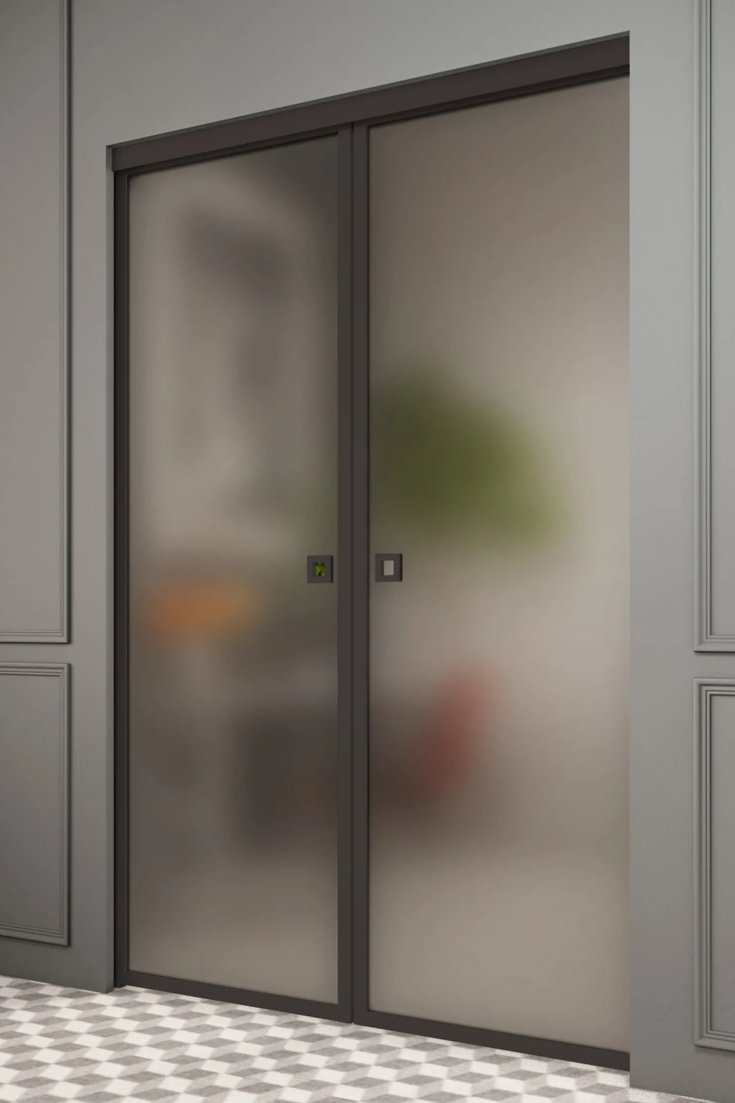 Liukuovet seinän sisään Hietakari Inne P2N New York Pocketdoor, soft closing -mekanismilla, mittatilaus, eri vaihtoehtoja