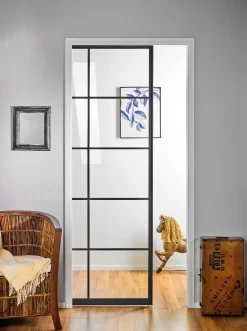 Liukuovi seinän sisään Stella Pocket Door M8 ristikko 825x2040mm musta