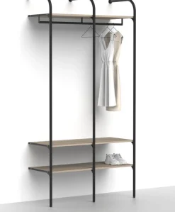 Makuuhuoneen säilytysjärjestelmä Mirror Line Nivo, tangolla ja hyllyillä, leveys 120cm, mittatilaus