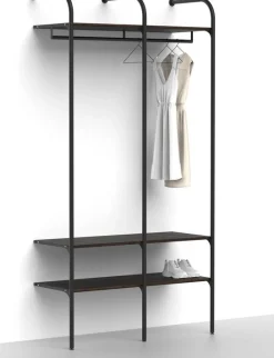 Makuuhuoneen säilytysjärjestelmä Mirror Line Nivo, tangolla ja hyllyillä, leveys 120cm, mittatilaus