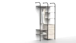 Makuuhuoneen säilytysjärjestelmä Mirror Line Nivo, laatikoilla, tangolla ja hyllyillä, leveys 120cm, mittatilaus