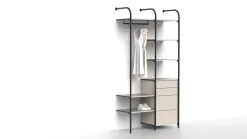 Makuuhuoneen säilytysjärjestelmä Mirror Line Nivo, laatikoilla, tangolla ja hyllyillä, leveys 120cm, mittatilaus
