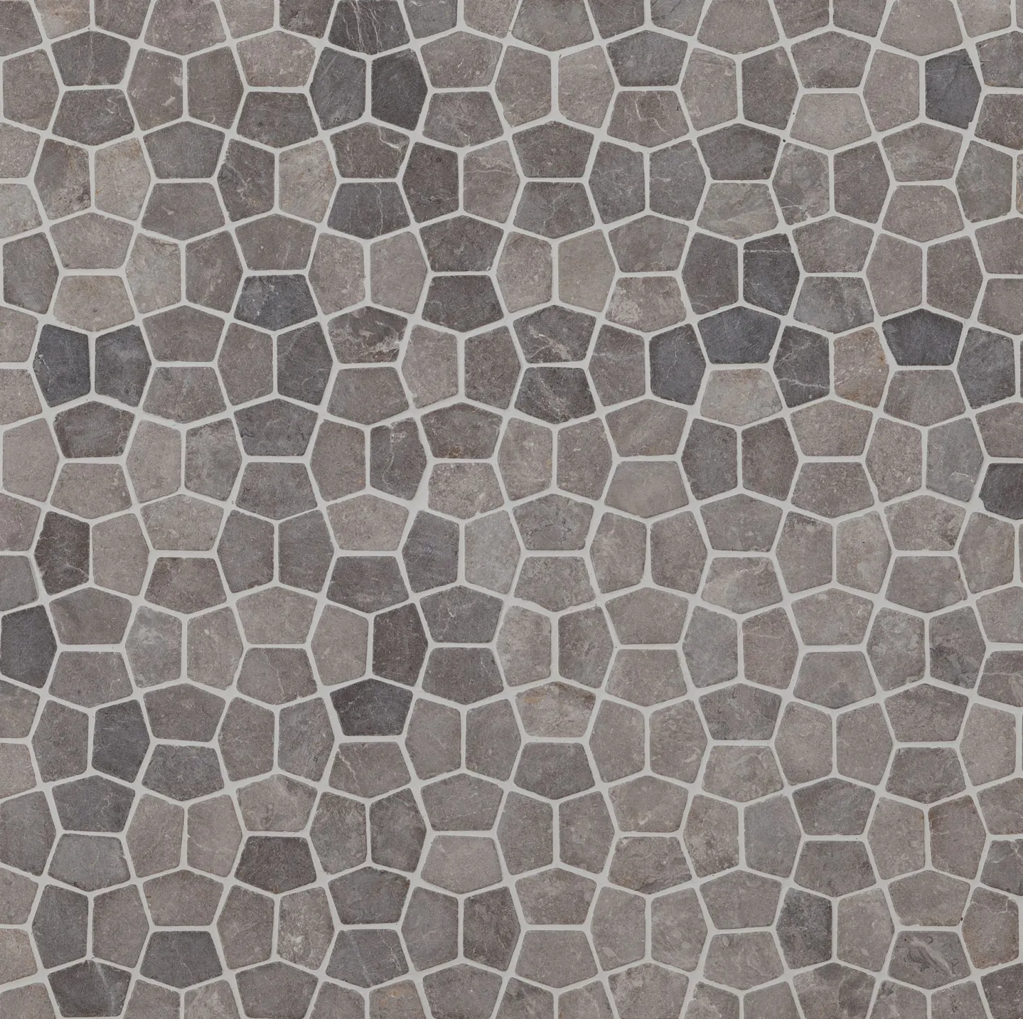 Mosaiikkilaatta Qualitystone Pentagon Mini Light Grey, 30x50mm