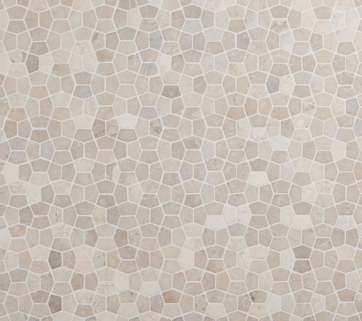 Mosaiikkilaatta Qualitystone Pentagon Mini White, 30x50mm