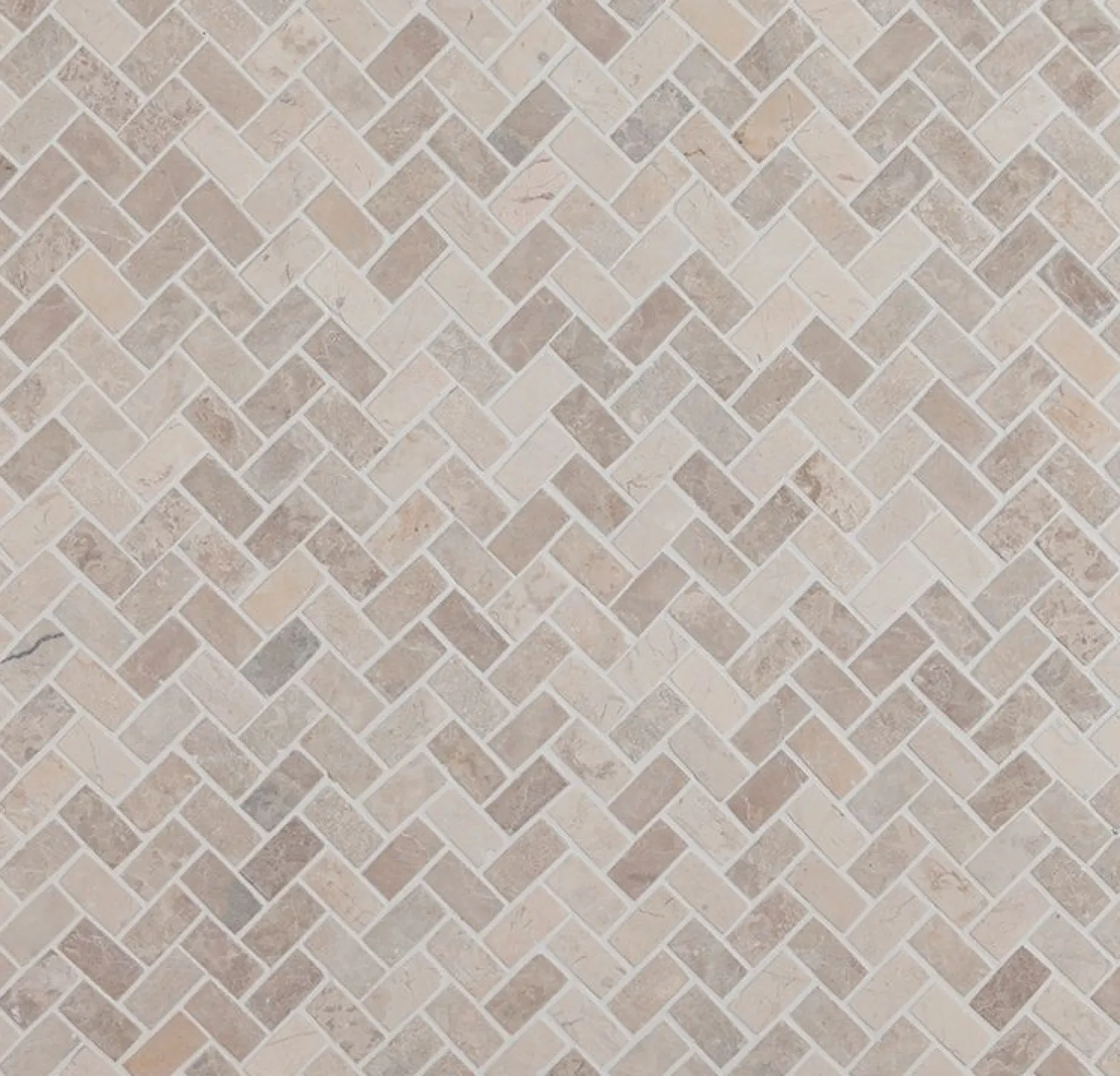 Mosaiikkilaatta Qualitystone Herringbone White Mini, 20x40mm
