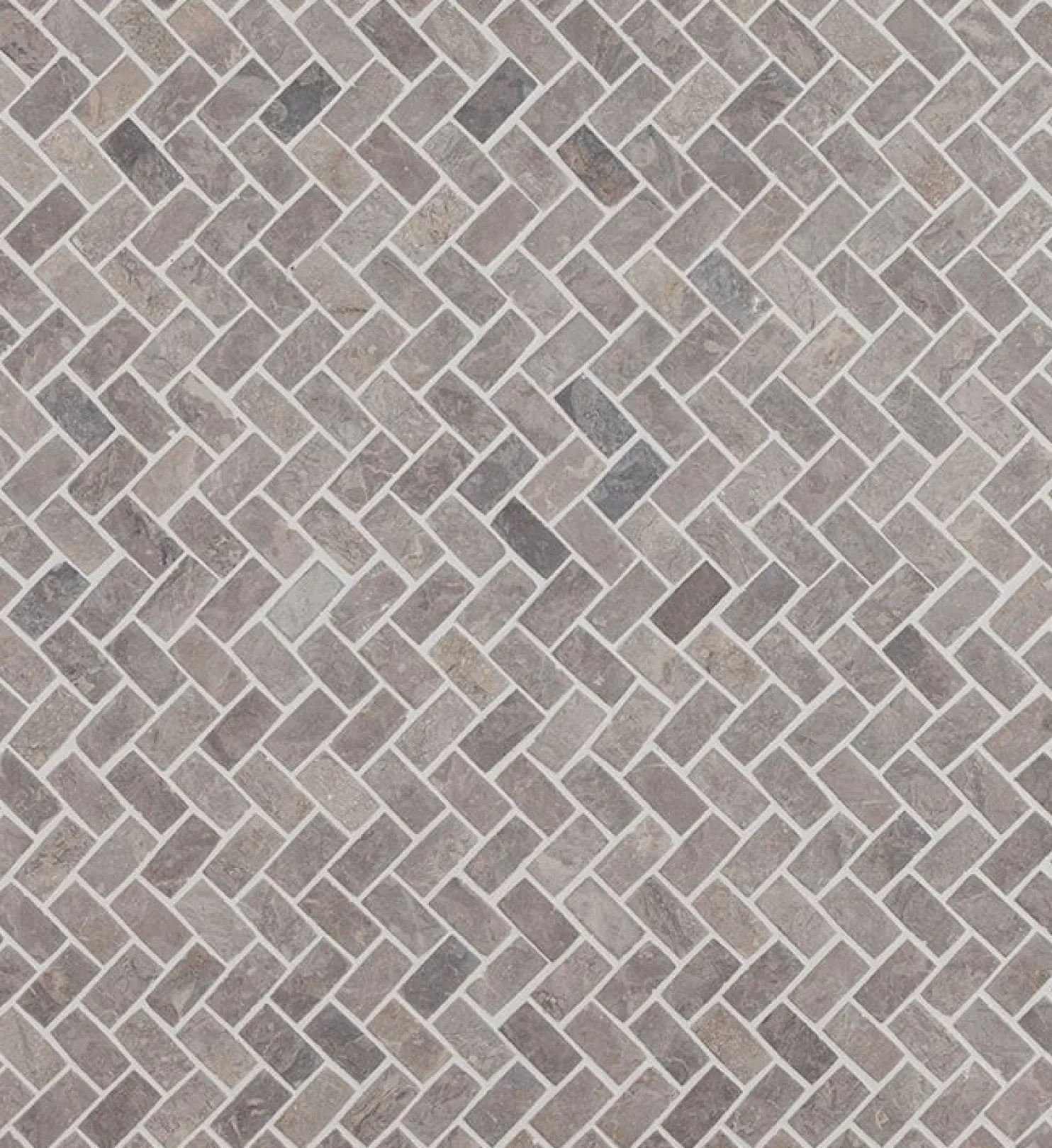 Mosaiikkilaatta Qualitystone Herringbone Light Grey Mini, 20x40mm