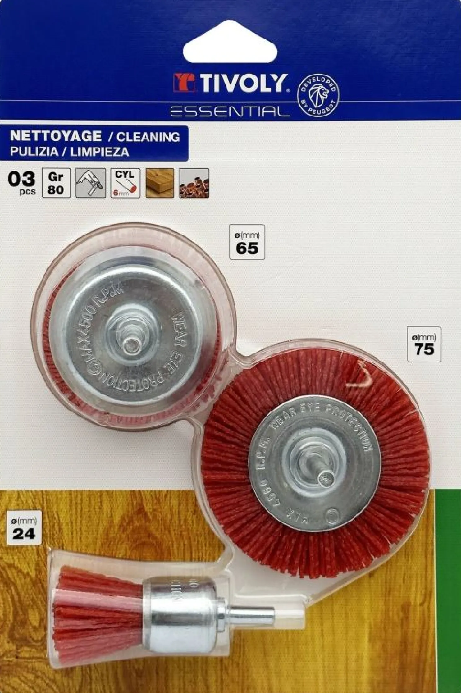 Nailonharjasarja porakoneelle Tivoly 6mm varsi