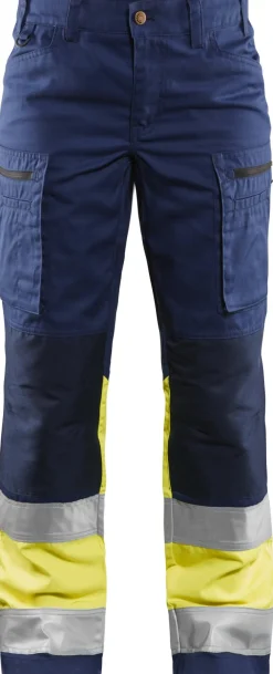 Naisten huomiohousut Blåkläder 7161 Highvis Stretch mariininsininen/huomioväri