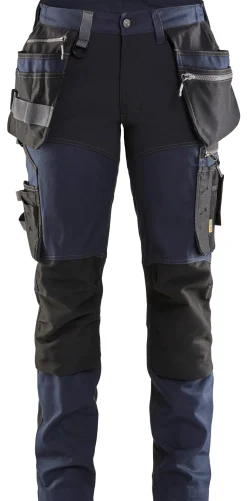 Naisten riipputaskuhousut Blåkläder 7115 Stretch tummansininen/musta