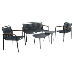 Oleskeluryhmä Home4You Nebo, penkki, 2 pöytää, ja 2 tuolia, harmaa