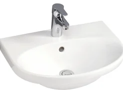Pesuallas Gustavsberg Nautic, 50 cm, pultti/kannatinkiinnitys, hananreikä keskellä, CeramicPlus