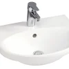 Pesuallas Gustavsberg Nautic, 50 cm, pultti/kannatinkiinnitys, hananreikä keskellä, ylivuotoaukolla, CeramicPlus