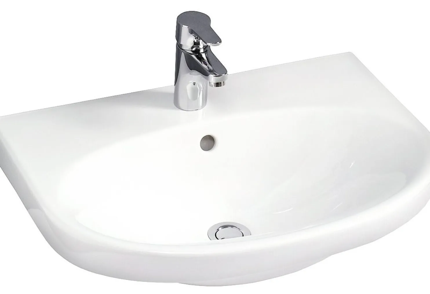 Pesuallas Gustavsberg Nautic, 60 cm, pultti/kannatinkiinnitys, ilman hananreikää, ylivuotoaukolla, CeramicPlus