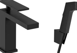 Pesuallashana Hansgrohe Tecturis E 110 Bidette PushOpen-pohjaventtiilillä 160 cm suihkuletkulla, mattamusta