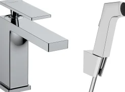 Pesuallashana Hansgrohe Tecturis E 110 Bidette PushOpen-pohjaventtiilillä 160 cm suihkuletkulla, kromi