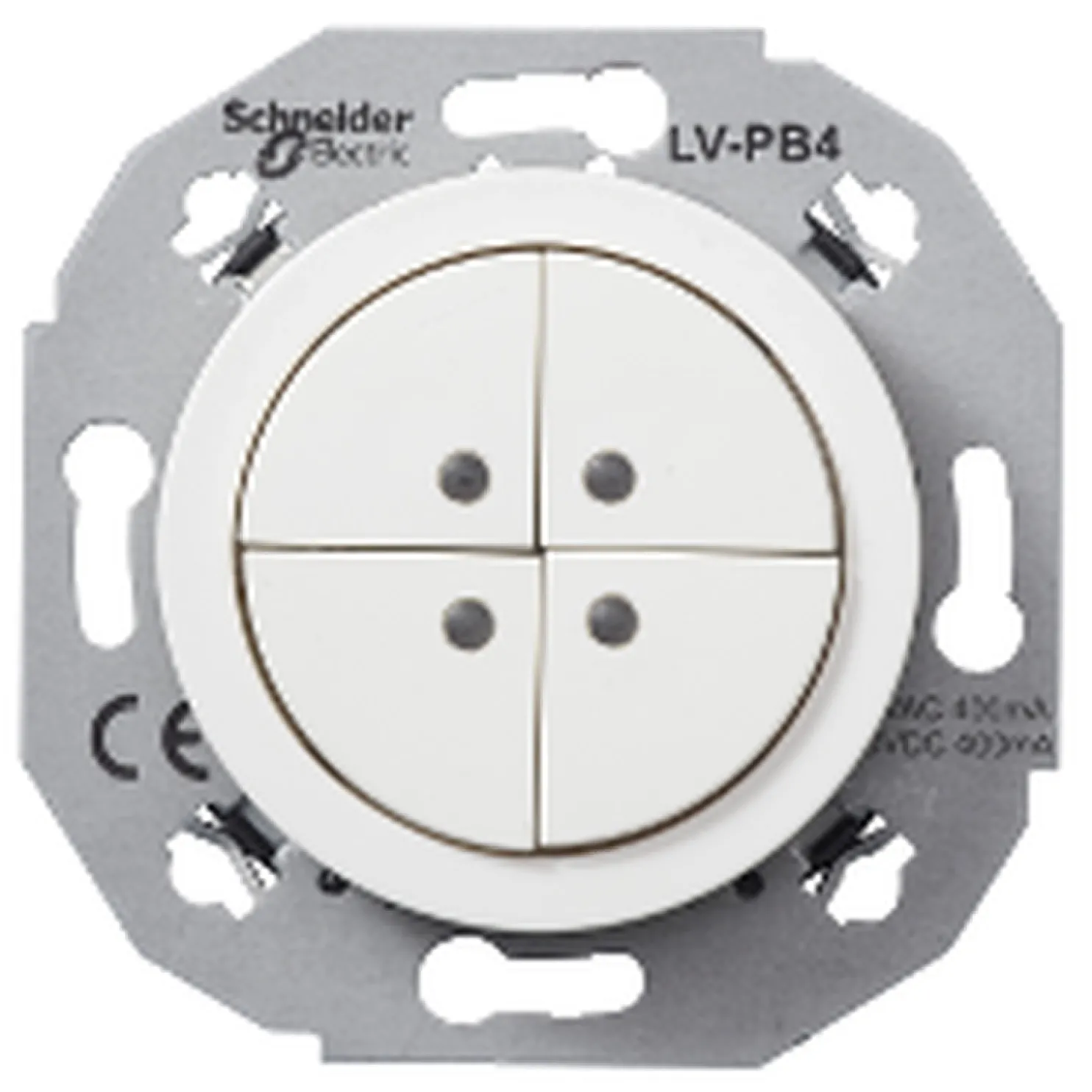 Pienjännitepainike Schneider Electric Renova,4-osainen, 12-30V DC, 12-24V AC, valkoinen