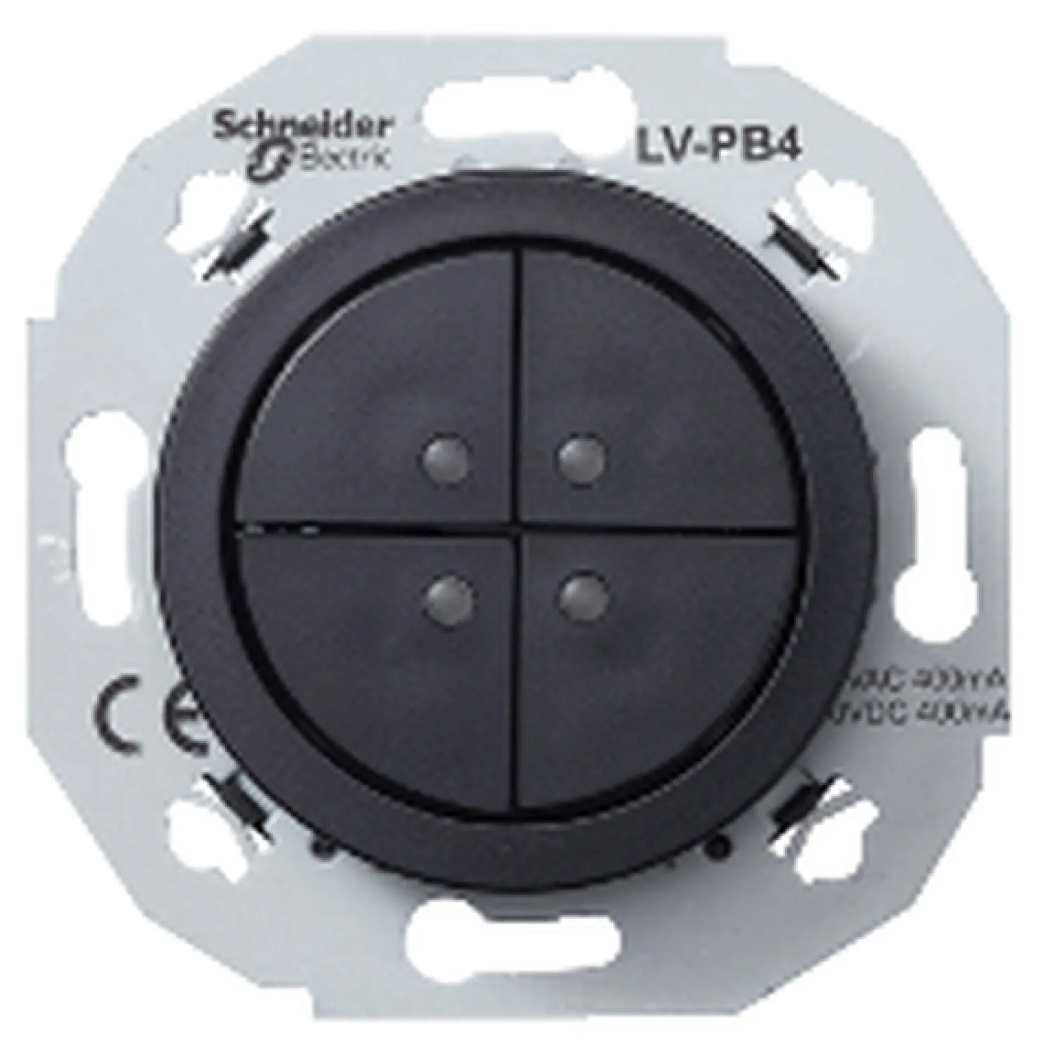 Pienjännitepainike Schneider Electric Renova,4-osainen, 12-30V DC, 12-24V AC, musta