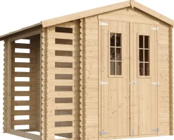 Pihavaja polttopuukatoksella Timbela M386C, 4.47m², eri vaihtoehtoja