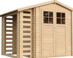 Pihavaja polttopuukatoksella Timbela M386F, 4.47m², eri vaihtoehtoja