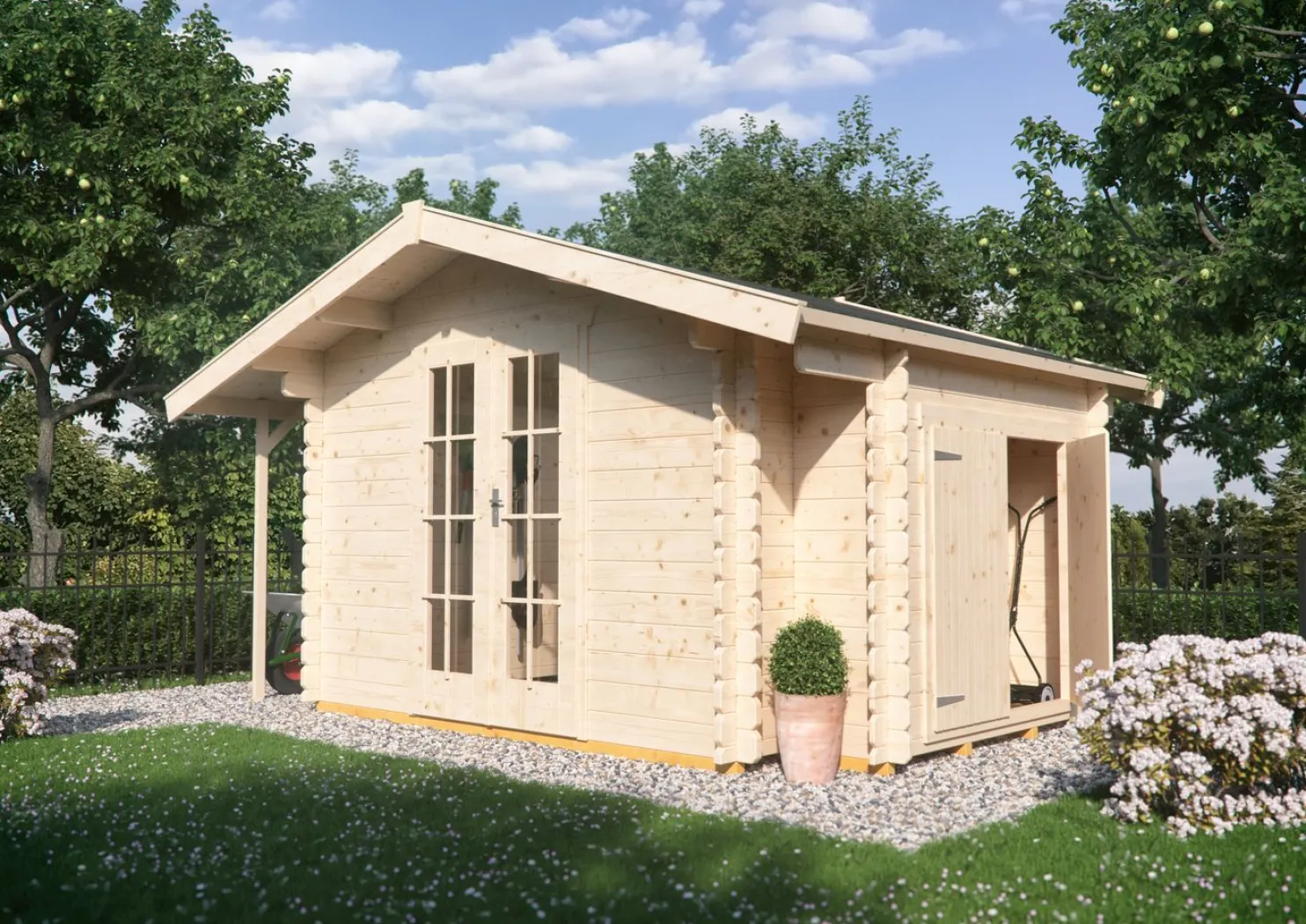 Pihavarasto Skan Holz Multi 45 8,4 + 1,7 + 0,9 m²