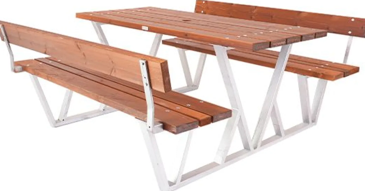 Piknik-pöytäryhmä Eden Wood Wix, 8 henkilölle, selkänojalla
