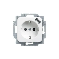 Pistorasia ABB Jussi - 1S/16A/IP21 UKJ 0X USB valkoinen