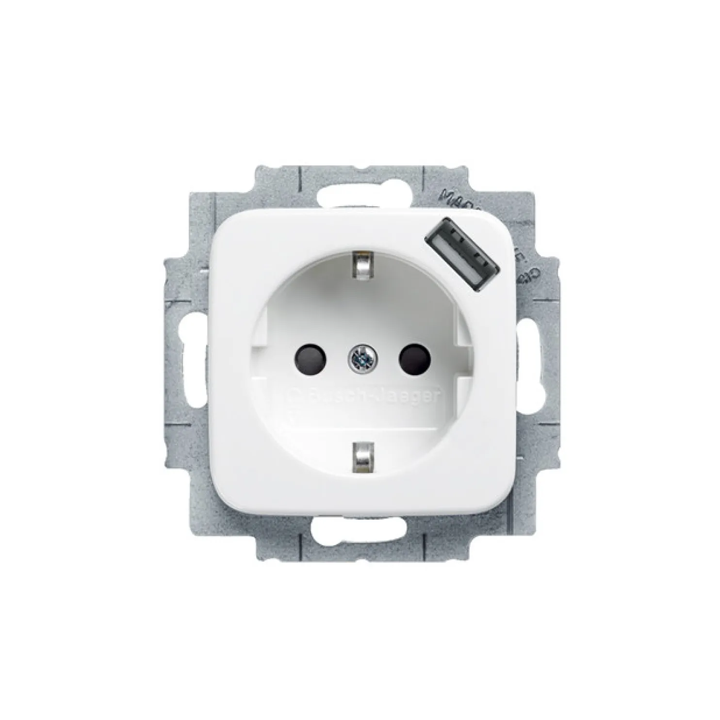 Pistorasia ABB Jussi - 1S/16A/IP21 UKJ 0X USB valkoinen