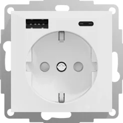 Pistorasia ELKO RS Nordic 1-osainen + 2xUSB A+C 3A KL kirkkaan valkoinen
