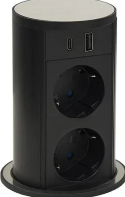 Pistorasia Limente Lift pyöreä USB, tasoon upotettava, IP54