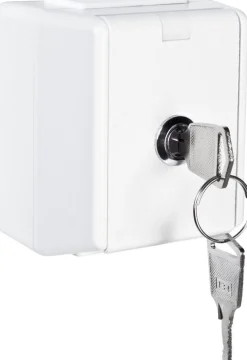 Pistorasia lukittavalla kannella Elko RS 16, 1-osainen, pinta-asennettava, ruuviliittimin, IP44, valkoinen
