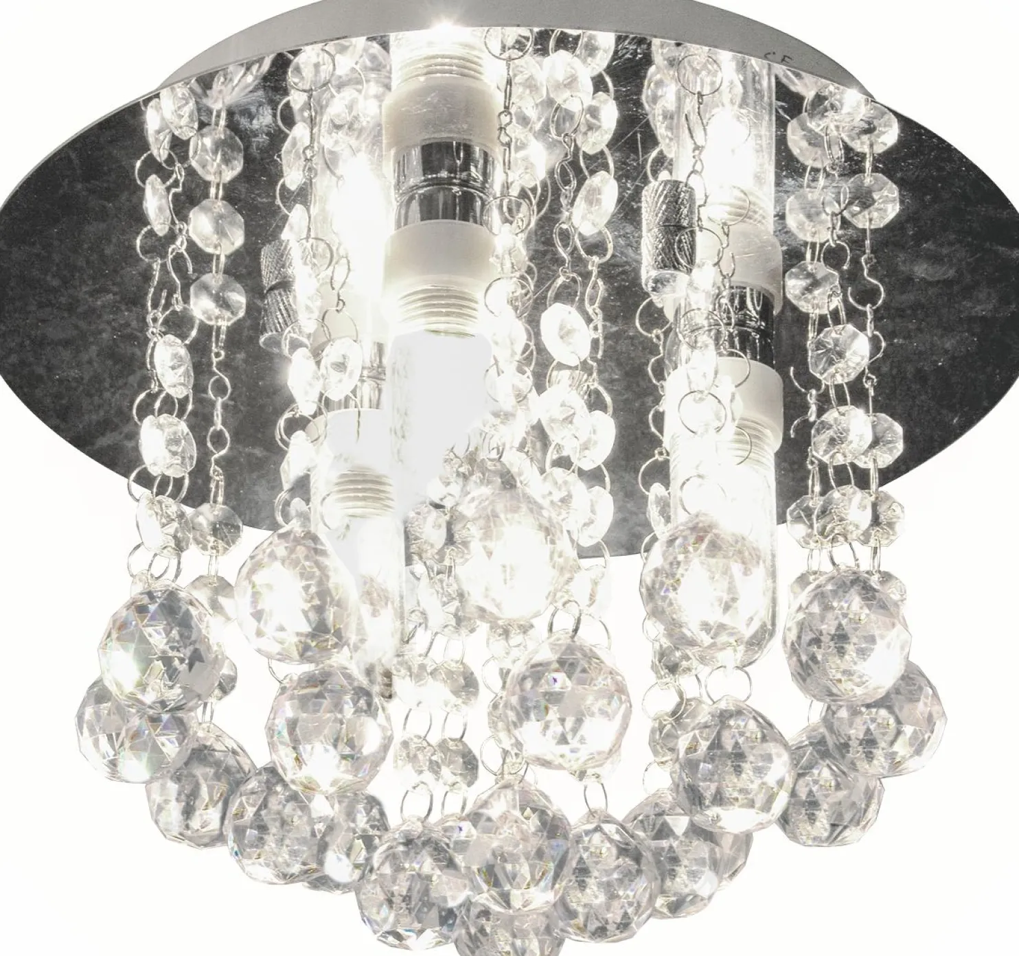Plafondi Aneta Lighting Nicoline IP44 Ø 260x220 mm kromi, kirkas lasi