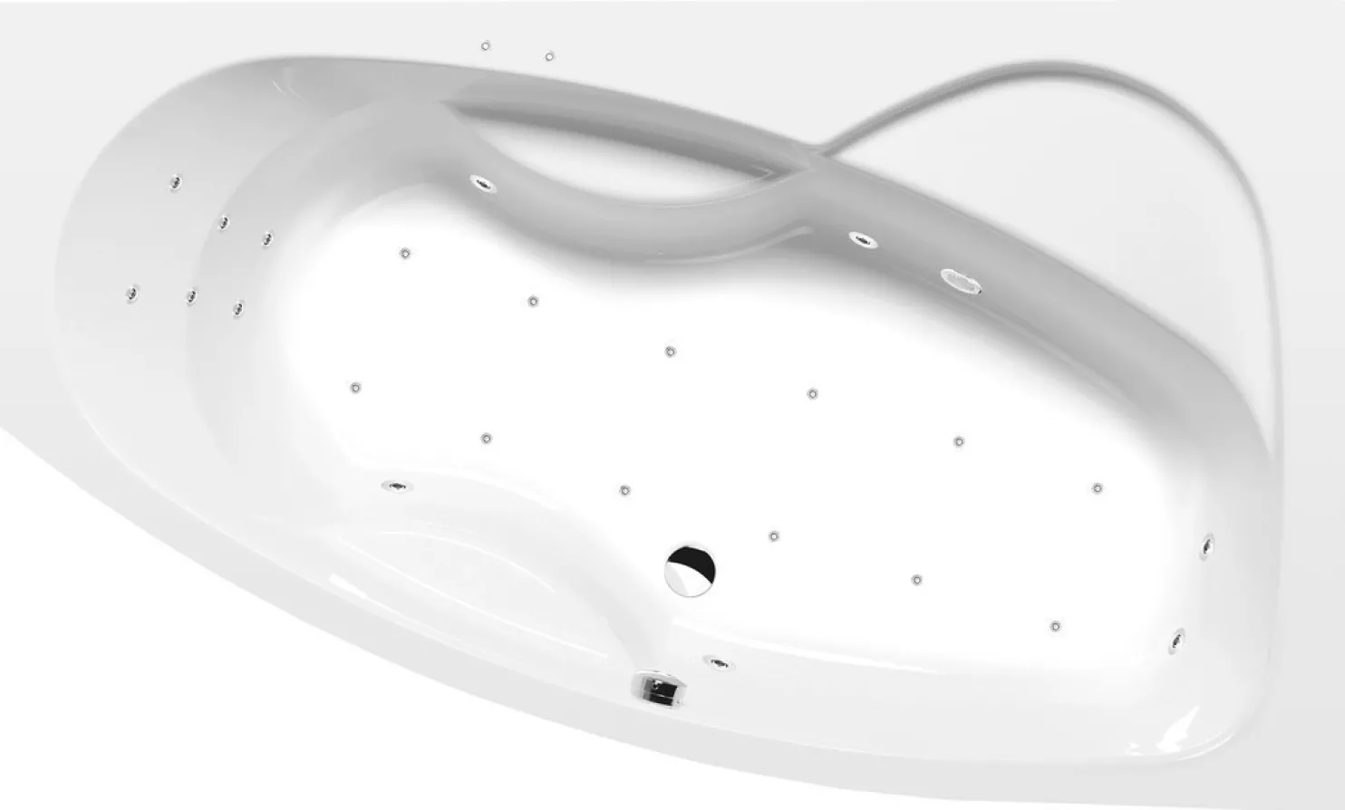 Poreamme Interia Mamba Attraction Hydro-Air, 1600x950x440mm, oikea, 235l, valkoinen